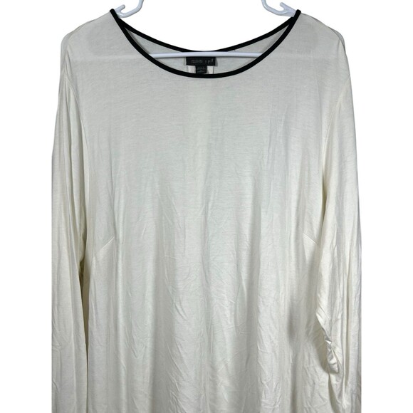 J Jill Wearever Collection Tunic Top Off-White Black Piping Size 2X Capsule - Picture 2 of 12